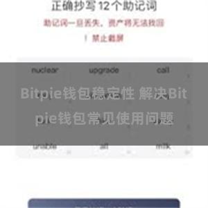 Bitpie钱包稳定性 解决Bitpie钱包常见使用问题